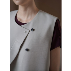 【オールドマネー/レイヤード】きれいめ着やせのラウンドネックベスト。通勤シーンにさりげない贅沢を。#777 9枚目の画像