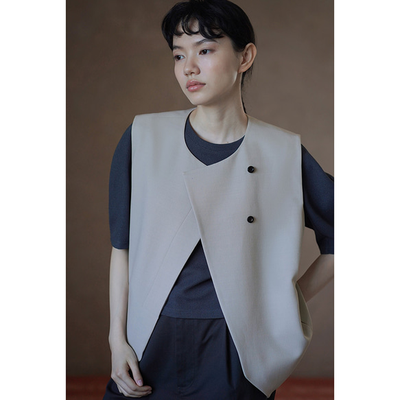 【オールドマネー/レイヤード】きれいめ着やせのラウンドネックベスト。通勤シーンにさりげない贅沢を。#777 19枚目の画像