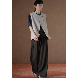 【オールドマネー/レイヤード】きれいめ着やせのラウンドネックベスト。通勤シーンにさりげない贅沢を。#777 17枚目の画像