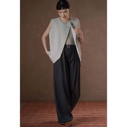 【オールドマネー/レイヤード】きれいめ着やせのラウンドネックベスト。通勤シーンにさりげない贅沢を。#777 12枚目の画像