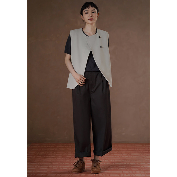 【オールドマネー/レイヤード】きれいめ着やせのラウンドネックベスト。通勤シーンにさりげない贅沢を。#777 15枚目の画像