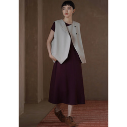 【オールドマネー/レイヤード】きれいめ着やせのラウンドネックベスト。通勤シーンにさりげない贅沢を。#777 8枚目の画像