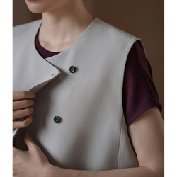 【オールドマネー/レイヤード】きれいめ着やせのラウンドネックベスト。通勤シーンにさりげない贅沢を。#777 1枚目の画像