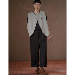 【オールドマネー/レイヤード】きれいめ着やせのラウンドネックベスト。通勤シーンにさりげない贅沢を。#777 2枚目の画像