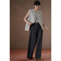 【オールドマネー/レイヤード】きれいめ着やせのラウンドネックベスト。通勤シーンにさりげない贅沢を。#777 13枚目の画像