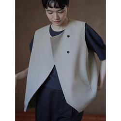 【オールドマネー/レイヤード】きれいめ着やせのラウンドネックベスト。通勤シーンにさりげない贅沢を。#777 4枚目の画像