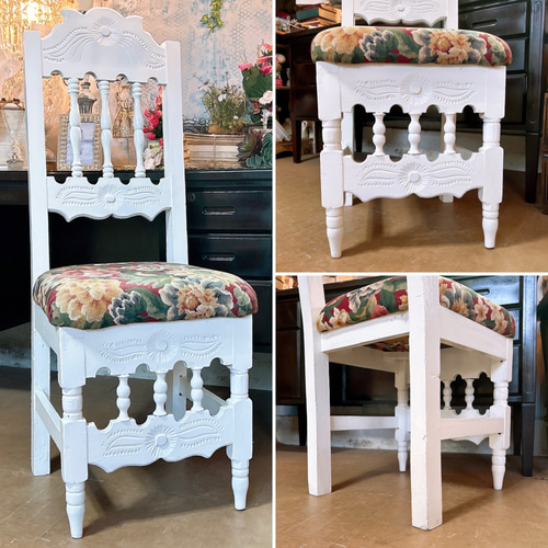 アンティーク商材 ① オールドウッド クッションチェア ウッドスツール 椅子 アンティーク商材 ② オールドウッド クッションチェア ウッドスツール