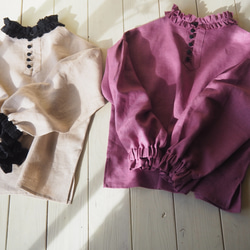 　【予約販売】ローズピンク　フリルハイネックブラウス 10枚目の画像