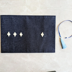 ✦小さなしあわせ✦ちょこっと手編みモチーフ×リネンのブックカバー　文庫本サイズ  no.4 8枚目の画像