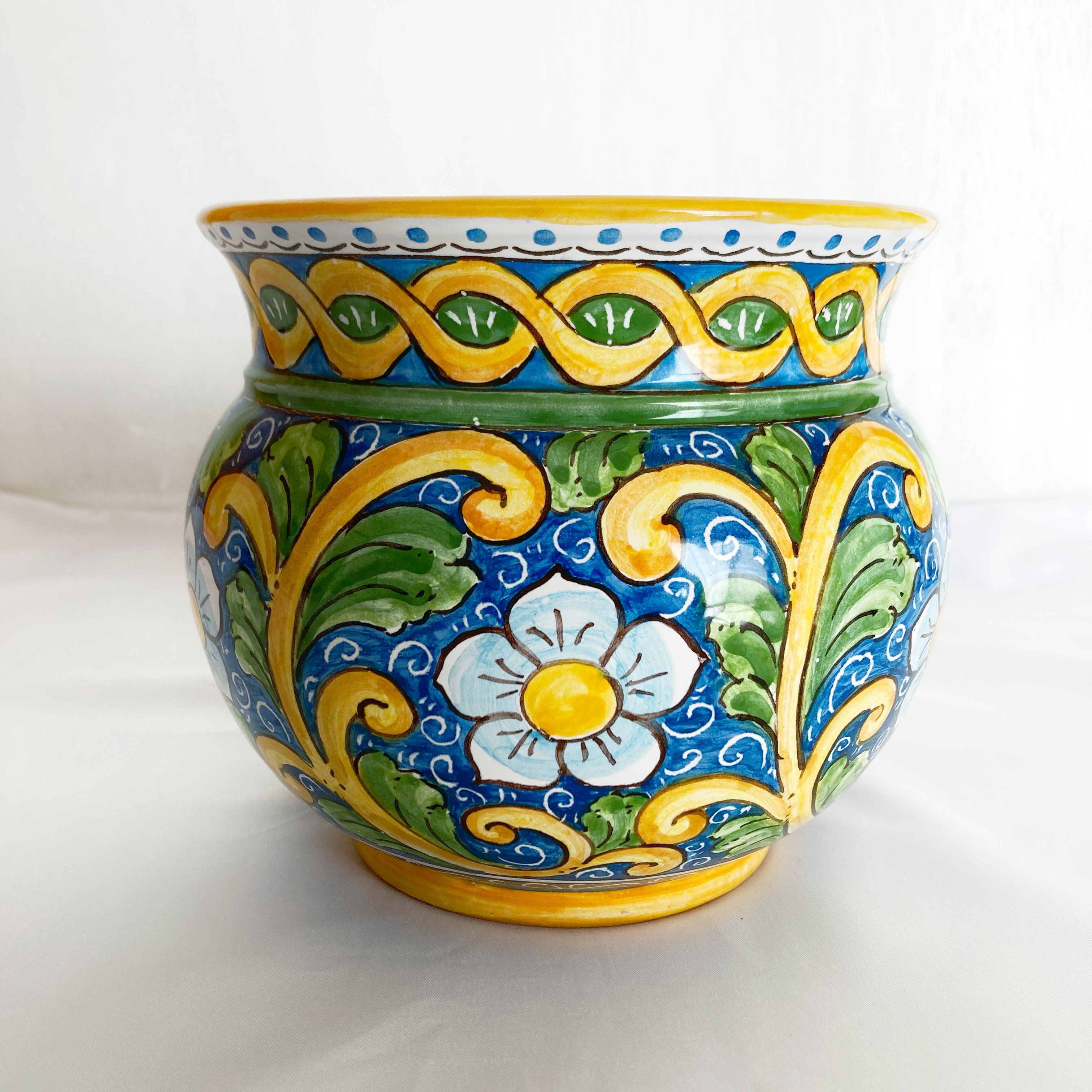 鉢カバー 14cm  Baroccoマヨリカ焼き イタリア陶器 フラワーベース　花器 CSP028