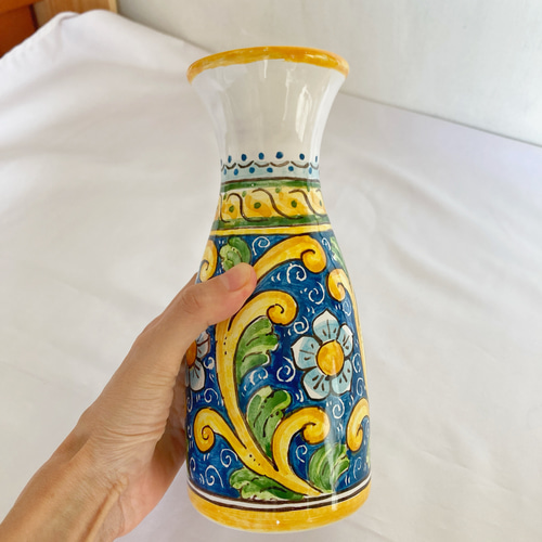 イタリア製　マヨリカ焼き　花瓶 イタリア製 輸入雑貨 花瓶 フラワーベース 陶器 マヨルカ焼き デルータ