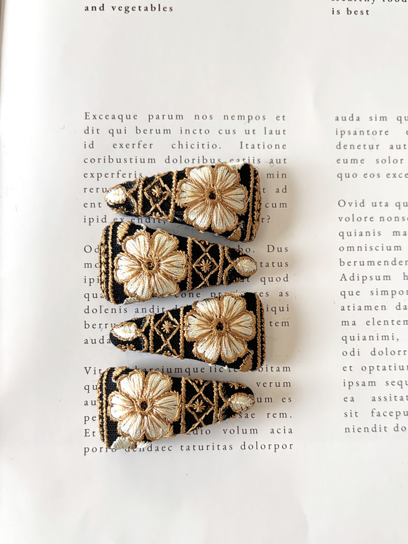 インド刺繍パッチンピン　 2枚目の画像
