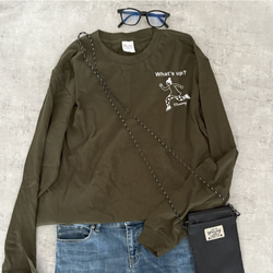 秋の新作【名前可】ワンポイントWhat's up? 長袖Tシャツ 選べるファミリーデザイン 2枚目の画像