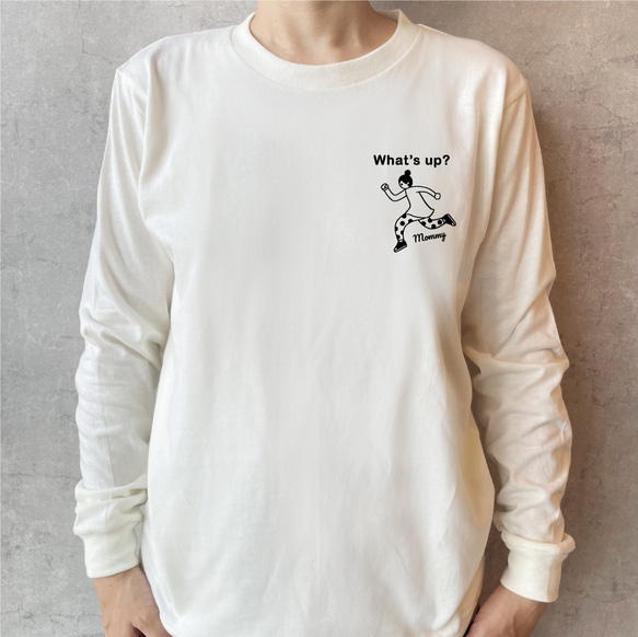 秋の新作【名前可】ワンポイントWhat's up? 長袖Tシャツ 選べるファミリーデザイン 3枚目の画像