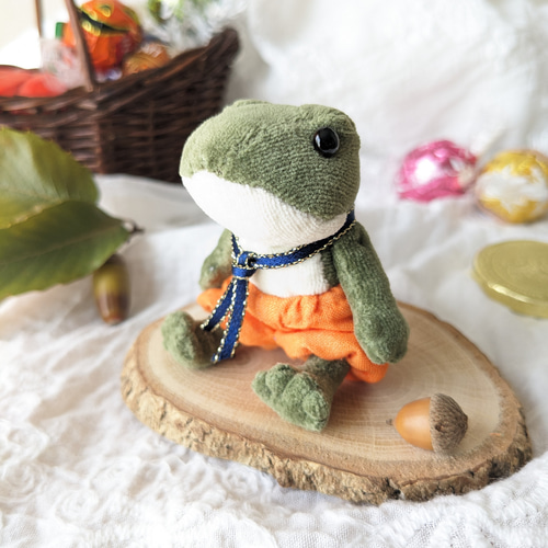 身長7cm かぼちゃパンツのカエル ハロウィン ぬいぐるみ ミニチュア
