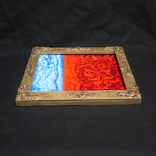 油絵 油彩 油彩画 絵 絵画 絵【空と雲と、赤き彼岸花】 絵画 HR 通販