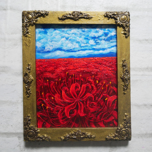 油絵 油彩 油彩画 絵 絵画【空と雲と、赤き彼岸花】 油絵 油彩 油彩画 絵 絵画 絵【空と雲と、赤き彼岸花】 絵画 HR 通販