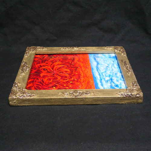 油絵 油彩 油彩画 絵 絵画 絵【空と雲と、赤き彼岸花】 絵画 HR 通販