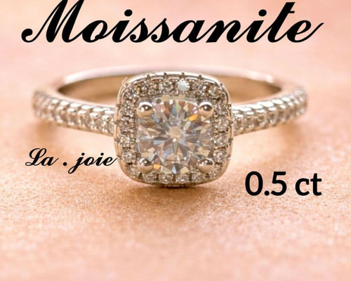 最高品質 0.5ct モアサナイト スクエア ヘイロー リング 指輪・リング