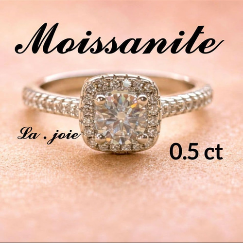 キャサリンページ！最高級モアサナイト　スクエアヘイローリング 最高品質 0.5ct モアサナイト スクエア ヘイロー リング 指輪・リング