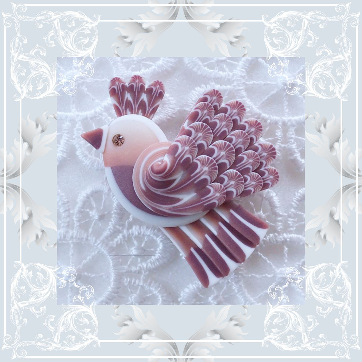 花の色鳥帯留め＊ﾁｮｺﾚｰﾄｺｽﾓｽ＊