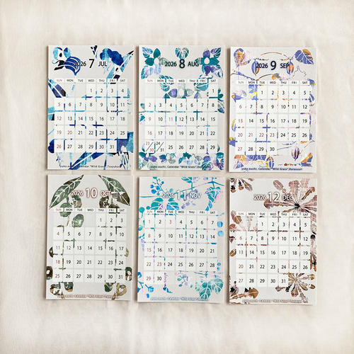 12の野草の卓上カレンダー「Wild Grass」2026｜透明ケース付き