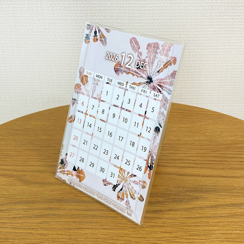 12の野草の卓上カレンダー「Wild Grass」2026｜透明ケース付き