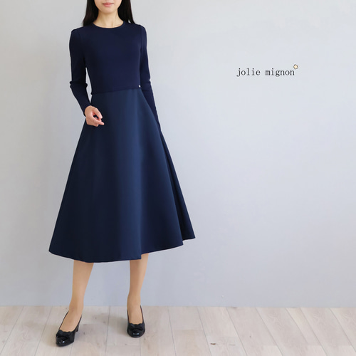 お呼ばれワンピにもおすすめ◎】マットグログラン 長袖ドッキング