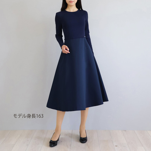 お呼ばれワンピにもおすすめ◎】マットグログラン 長袖ドッキング