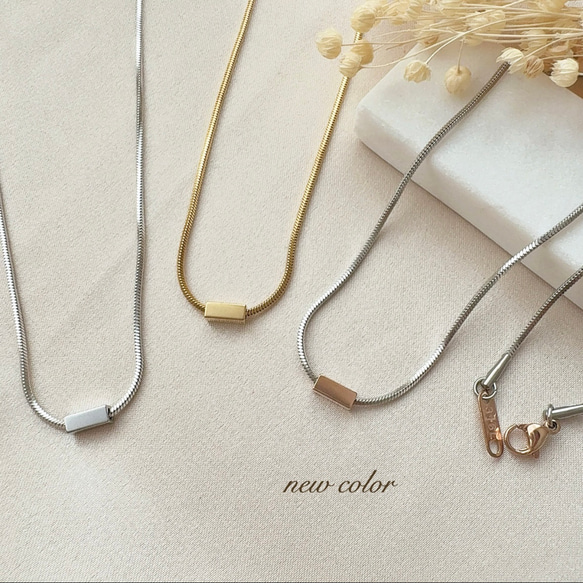 \秋冬映え/ シルバーバーネックレス×3連フープピアス,イヤリング/サージカルステンレス　ご褒美　ギフト　秋　クリスマス 3枚目の画像