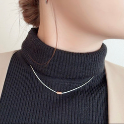 \秋冬映え/ シルバーバーネックレス×3連フープピアス,イヤリング/サージカルステンレス　ご褒美　ギフト　秋　クリスマス 5枚目の画像