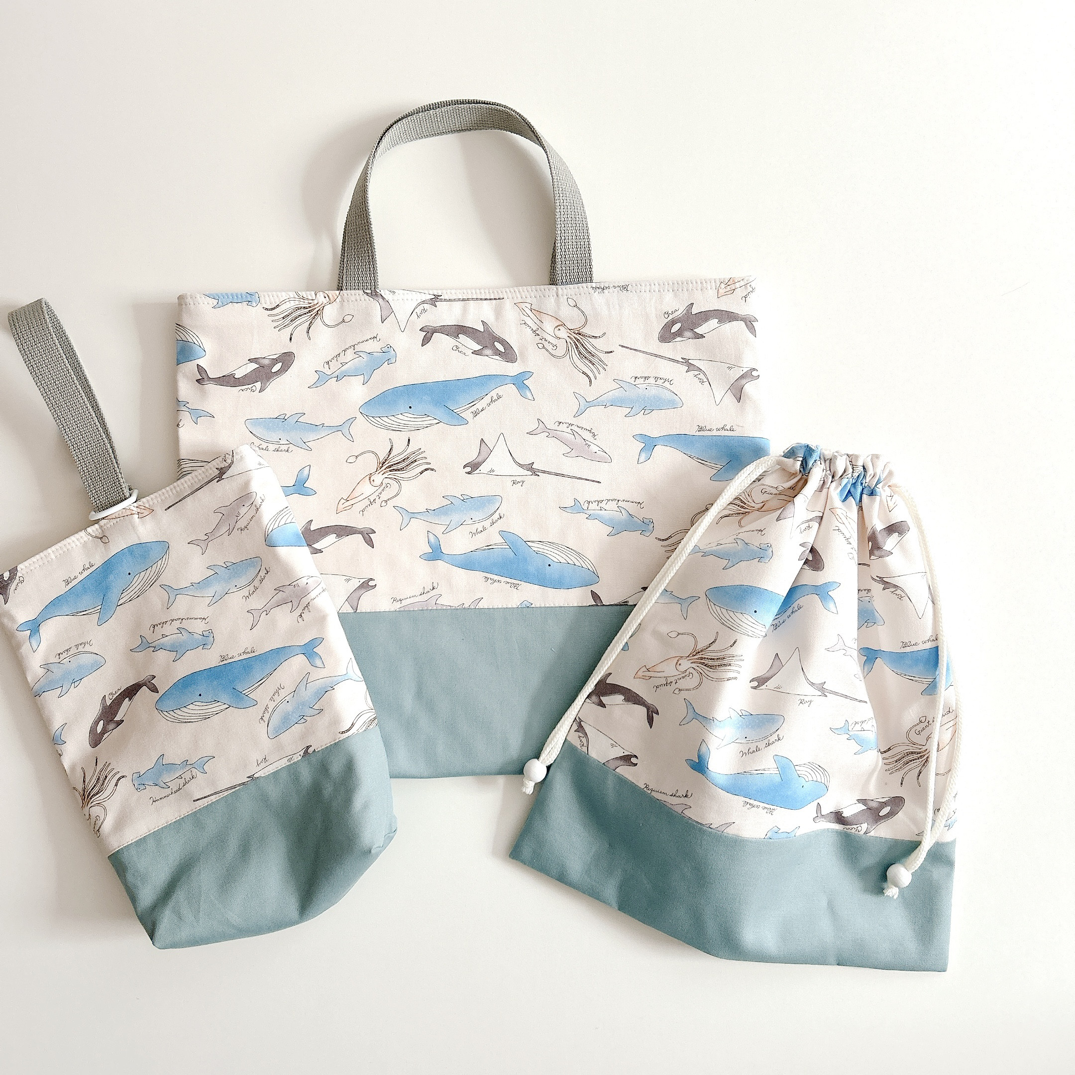 サイズが選べる　入園入学3点セット　海の生き物たち［受注製作］ 4,920円