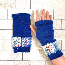 moja hana刺繍リボンタッセル耳飾り［ブルー］ピアス／イヤリング