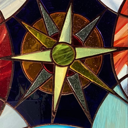 ステンドグラス「菱形茶　大」 オリジナルステンドグラス『待つ宵（茶×緑）』 | shop煌LaLa