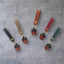 本革　どんぐりキーホルダー　自転車 車キーリング　薬ケース　ピルケース　牛革 7枚目の画像