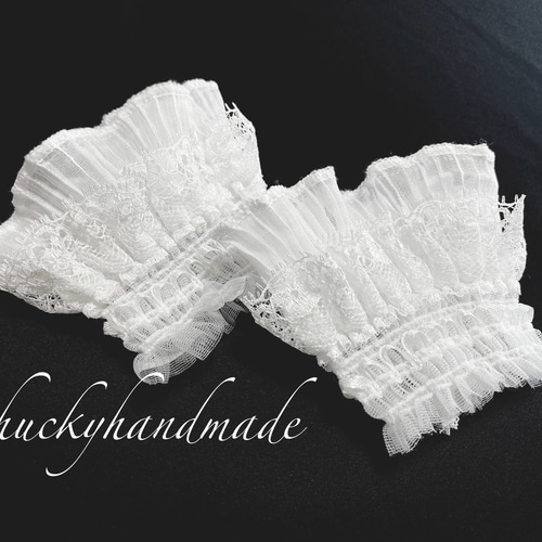 パール付き重ね衿　フリルレースの半衿　レース帯揚げ　パール帯締め　付け袖　他 レース付き重ね衿半衿・帯揚げ用マルチレースパール風帯締め付け袖