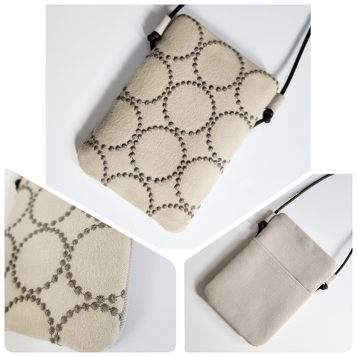 【スマホショルダー】ミナペルホネン タンバリン ライトベージュ×ホワイト ミナペルホネン タンバリン dop スマホショルダー ポシェット