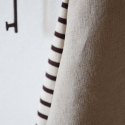 秋限定♥リネン×ボーダニット袖のプルオーバー（生成り） 4枚目の画像