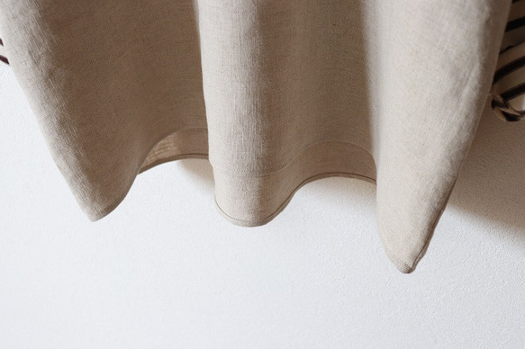 秋限定♥リネン×ボーダニット袖のプルオーバー（生成り） 3枚目の画像