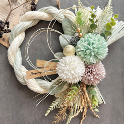 しめ縄リースNo.8 No.155 カラー八の字しめ縄リース2023 ハンドメイドお正月飾り