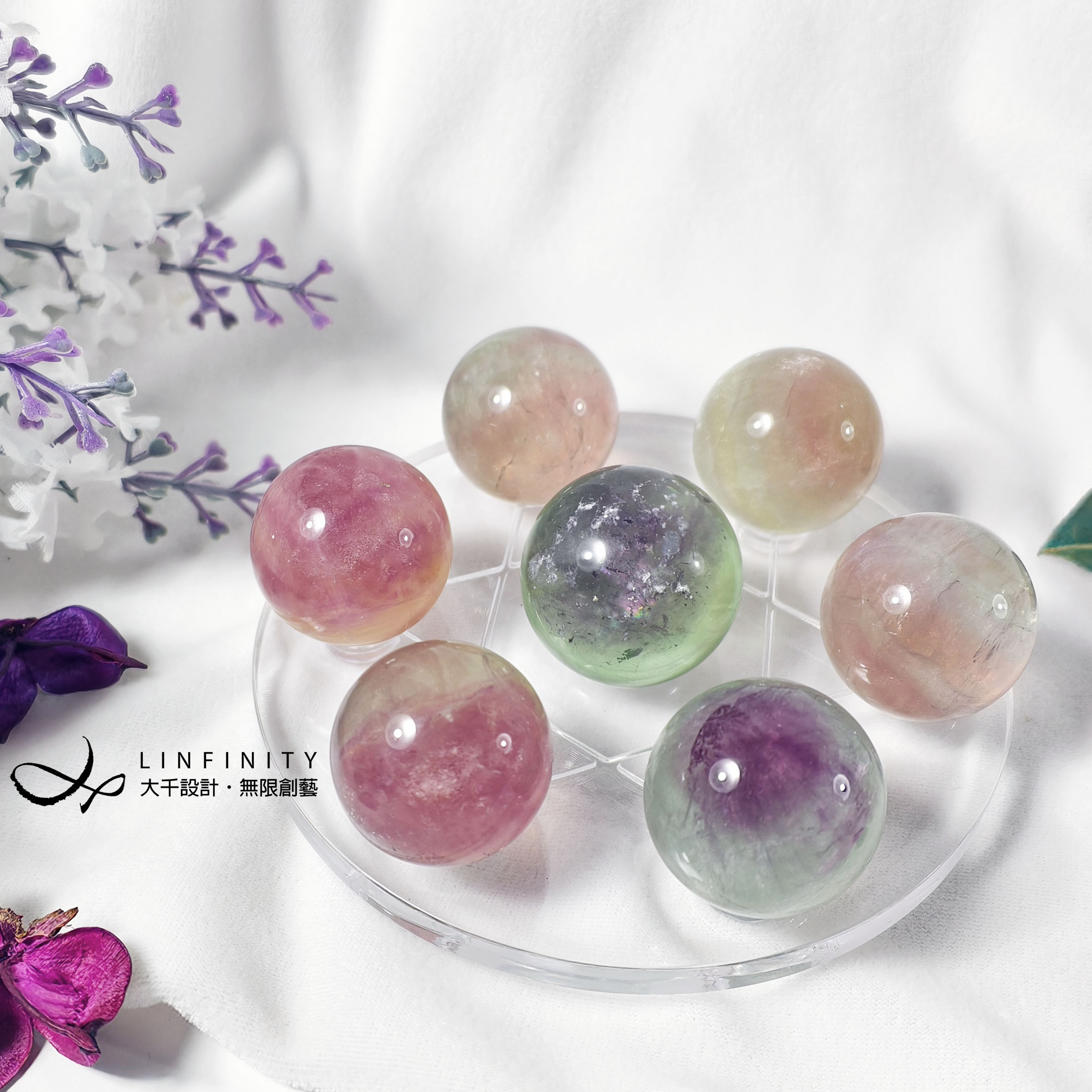 ✦❀ 旧正月を歓迎 | 宝石 50% オフ ❀✦ 希少なレインボーフローライト 7つのチャクラ ハイヤーセルフ ボール グランド