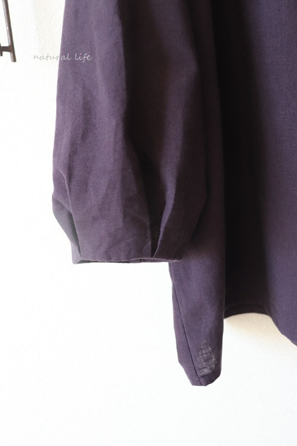 つぼみブラウス（ハーフリネン・ディープグレープ） 3枚目の画像