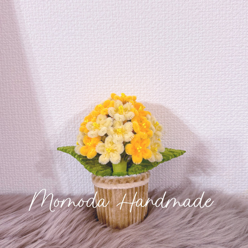 モールフラワー カラフルな紫陽花の鉢植え ハンドメイド 枯れない花