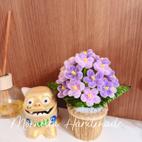 モールフラワー カラフルな紫陽花の鉢植え ハンドメイド 枯れない花