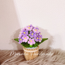 モールフラワー 紫色ラベンダーの鉢植え 枯れない花 高さ約16cm 盆栽
