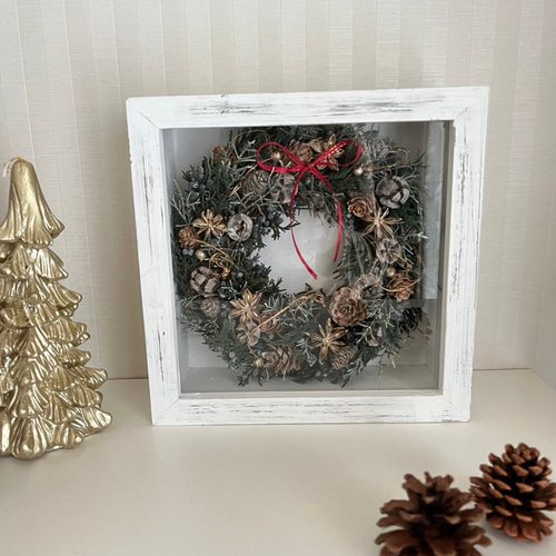 クリスマスリースinシャビーフレーム クリスマスリース ボックス