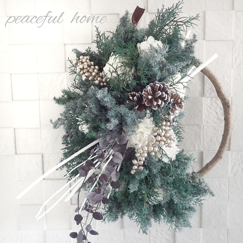 ❁ホワイト❁ クリスマスハーフリース❁プリザーブドフラワーsale中◡̈ .:*♡ ❁ホワイト❁ クリスマスハーフリース❁プリザーブドフラワーsale中◡̈