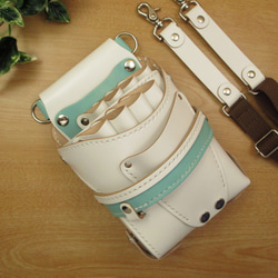 ハンドメイド★オールブラック　８丁差し　本革シザーケース　SCA-143/CKA 本革 ハンドメイド 8丁差し シザーケース (ネイビー×ナチュラル) SCA