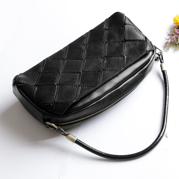 2wayレザーショルダーバッグ斜め掛け大人カジュアルバッグ　出会いバッグ ブラック 1枚目の画像