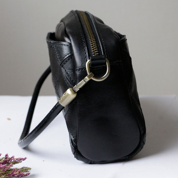 2wayレザーショルダーバッグ斜め掛け大人カジュアルバッグ　出会いバッグ ブラック 7枚目の画像